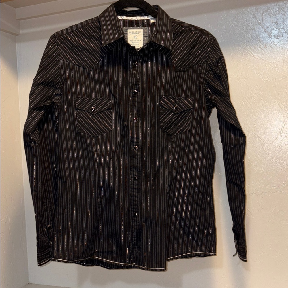 Black Striped Button-Up Shirt